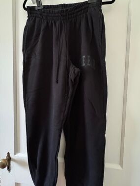 “The Bar” Black Varsity Drawstring Joggers